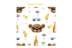Summer Drinks Teddy Bears with Seamless Pattern Product Image 5