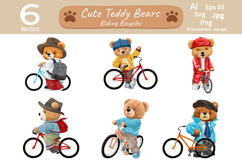 Teddy Bears Riding Bicycles in Stylish Outfits Product Image 1