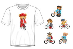 Teddy Bears Riding Bicycles in Stylish Outfits Product Image 2