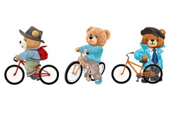 Teddy Bears Riding Bicycles in Stylish Outfits Product Image 4