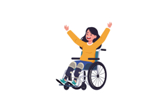 Happy girl in wheelchair celebrating life in flat vector ill Product Image 1
