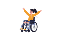 Happy girl in wheelchair celebrating life with flat vector a Product Image 1