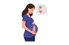 Pregnant woman holding belly with baby illustration in flat Product Image 1