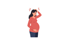 Pregnant woman expressing discomfort in flat vector art styl Product Image 1