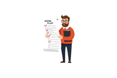Hipster man holding checklist with checked items in flat vec Product Image 1