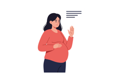 Pregnant woman waving hand in flat vector art style illustra Product Image 1
