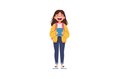 Happy student holding books in flat style vector art Product Image 1