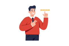 Man with a smile showing five stars in flat vector illustrat Product Image 1