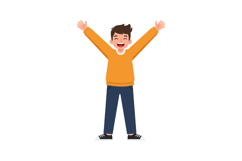 Happy child celebrating joyfully in minimal flat vector illu Product Image 1
