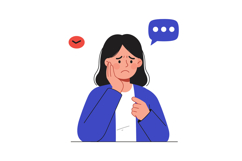 Woman with worried expression in flat vector art style illus Product Image 1