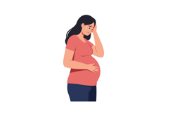 Pregnant woman expressing concern in minimal flat vector art Product Image 1