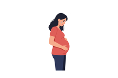 Pregnant woman in profile wearing a red shirt minimal vector Product Image 1