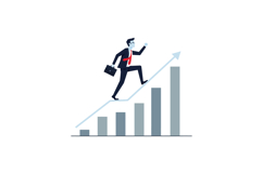 Businessman climbing graph with upward trend in flat vector Product Image 1