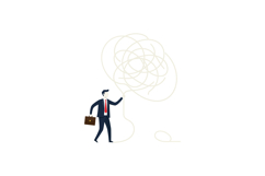 Businessman untangling thoughts in minimal line art vector i Product Image 1