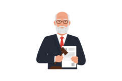 Judge holding gavel and legal document in flat vector art Product Image 1