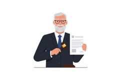 Judge holding gavel and document in flat vector art style Product Image 1