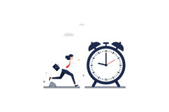 Business person running towards large alarm clock in flat ve Product Image 1