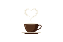 Coffee cup with heart steam in minimal vector art style Product Image 1