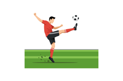 Soccer player performing a kick in flat vector art style vec Product Image 1