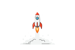 Rocket launching into the sky with flat design style vector Product Image 1