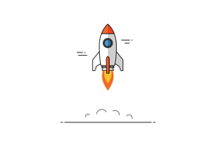 Rocket launching into space in flat design vector art Product Image 1