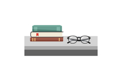 Stacked books and glasses in minimal flat vector illustratio Product Image 1