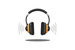 Headphones emitting sound waves in flat minimal vector art Product Image 1