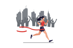 Runner crossing finish line with cheering crowd in minimal v Product Image 1