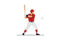 Baseball player swinging bat in action minimal vector illust Product Image 1