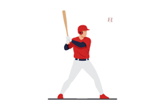 Baseball player in action with bat in flat vector art Product Image 1