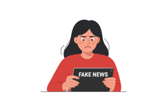 Woman reading tablet with worried expression in flat vector Product Image 1