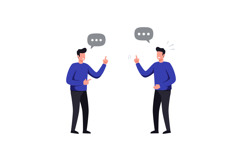 Two men communicating with gestures in flat vector illustrat Product Image 1