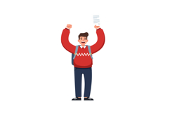 Happy student celebrating success with papers in flat vector Product Image 1