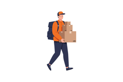 Delivery person carrying boxes in flat design vector art Product Image 1