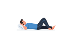 Relaxed man lying on a pillow in flat vector art Product Image 1