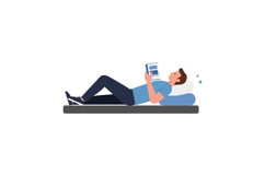 Man relaxing on a bed reading a book in flat vector art Product Image 1