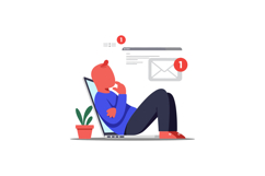 Person relaxing while checking notifications on laptop in fl Product Image 1