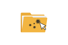 Yellow folder with virus icons and cursor in flat vector art Product Image 1