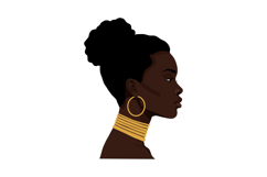 Elegant woman profile with gold jewelry in flat vector illus Product Image 1