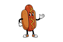 Happy hot dog character waving in a colorful flat vector ill Product Image 1