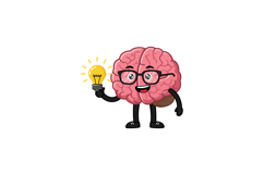 Brain character holding a light bulb in flat vector art styl Product Image 1