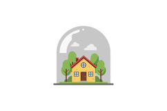 House inside a glass dome with trees detailed vector illustr Product Image 1