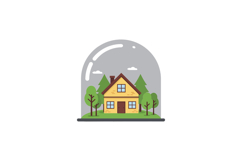 House inside a glass dome with trees in flat vector art Product Image 1