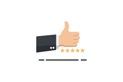 Hand with thumbs up and five stars in flat vector art Product Image 1