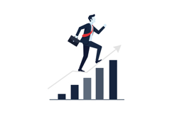 Businessman climbing graph bars in flat vector illustration Product Image 1