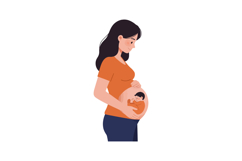 Pregnant woman smiling with baby illustration in minimal vec Product Image 1