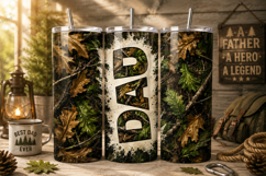 Dad Hunting Tumbler Wrap PNG, Patriotic Deer Camo Father Product Image 1
