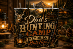 Dad's Hunting Camp Memories Made Here Tumbler Wrap PNG, Hunt Product Image 1
