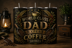 World Class Dad Expert Coffee Drinker Tumbler Wrap PNG Product Image 1