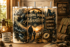 Passing Down Adventure Tumbler Wrap PNG, Father Son Camping Product Image 1